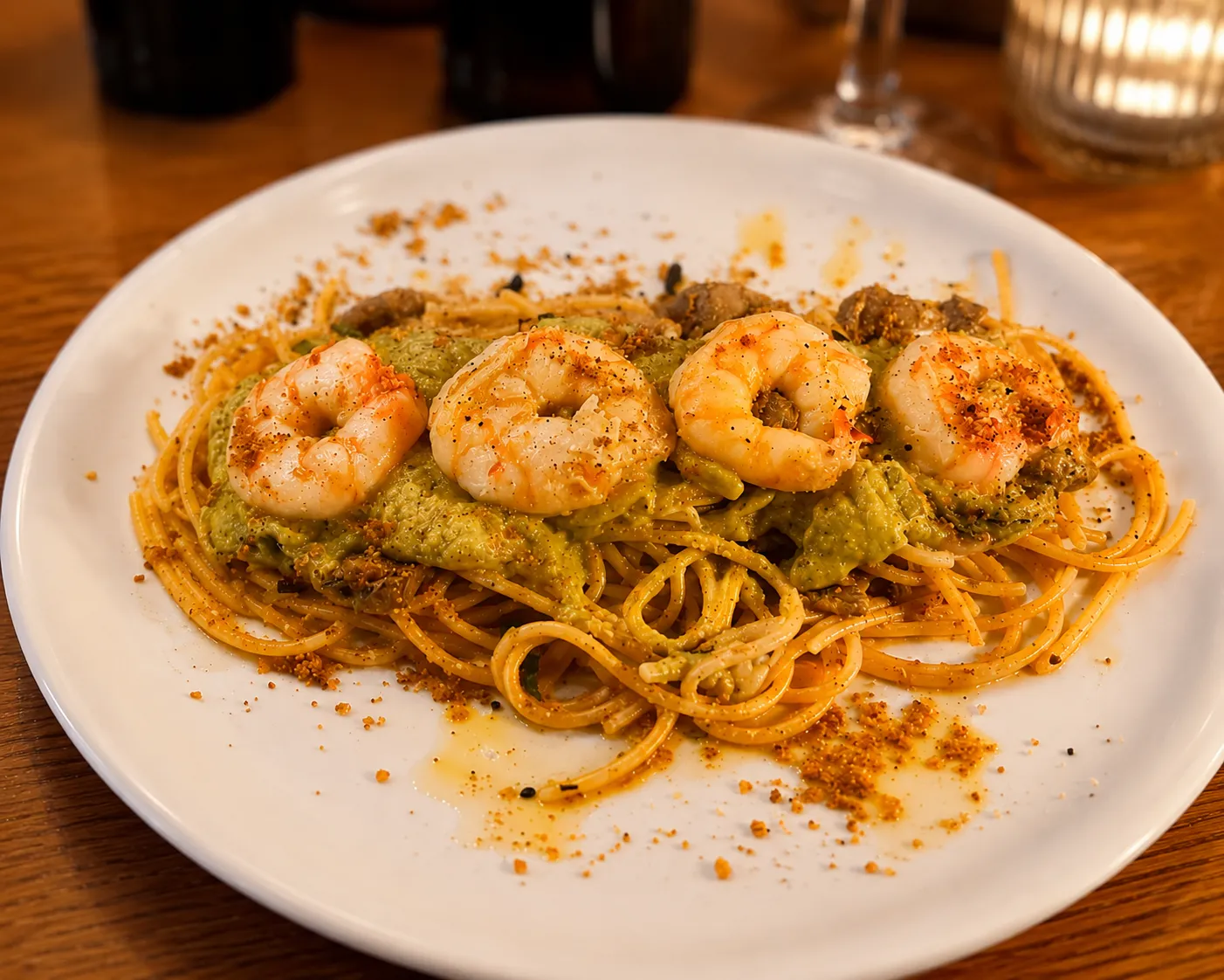 Spaghetti mit Garnelen